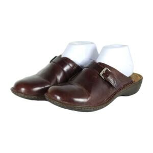 UGG Women's Livia US8 Brown Wool Lined Leather Slip On Clogs Mules Shoes